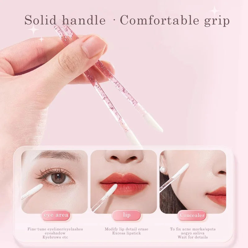 Silicone Lip Brush Stick Disposable 100 Pieces, Portable Independent Hygienic Smudging Multi-purpose Lipstick Slant Mouth Brush
