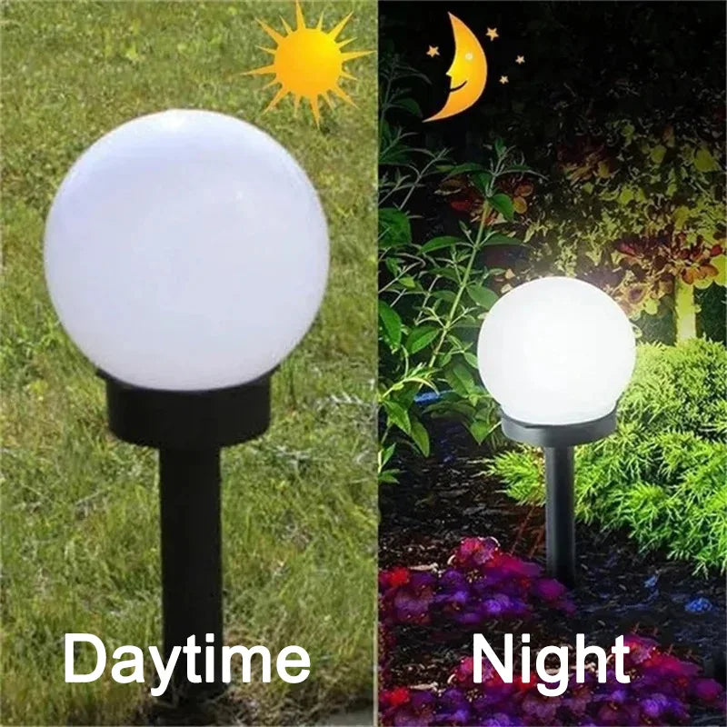 Solar LED Bulb Light Three-color Energy Saving Waterproof Simple Atmospheric Lighting Outdoor Garden Lawn Street Garden Lights
