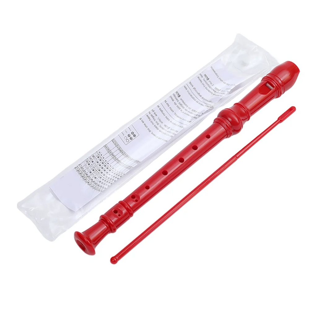 Red-8 Holes Soprano Recorder with Cleaning Rod, German Style C Key Recorder for Kids Beginners Students-ABJQ