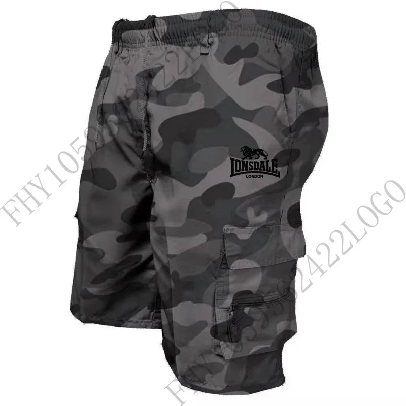 Summer new 2025 Fashion Military Pocket Shorts Jogging Camo casual sports shorts, men's hiking cargo shorts,