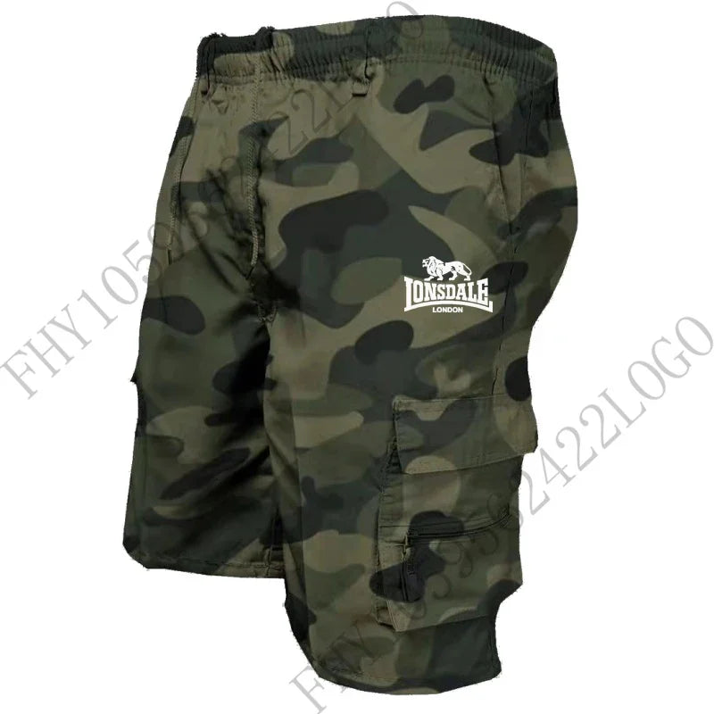 Summer new 2025 Fashion Military Pocket Shorts Jogging Camo casual sports shorts, men's hiking cargo shorts,