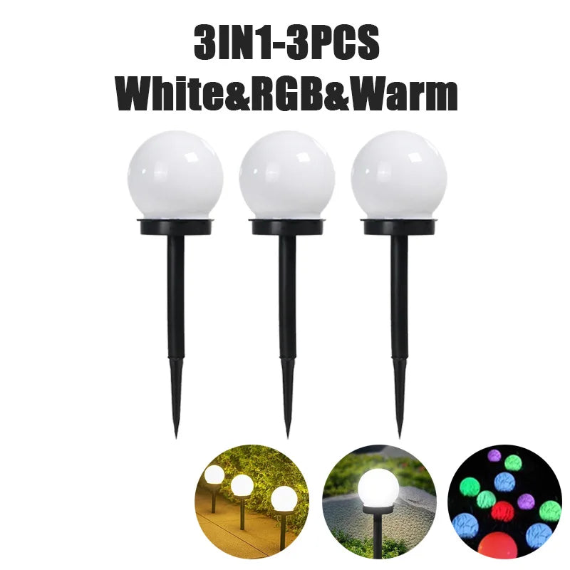 Solar LED Bulb Light Three-color Energy Saving Waterproof Simple Atmospheric Lighting Outdoor Garden Lawn Street Garden Lights