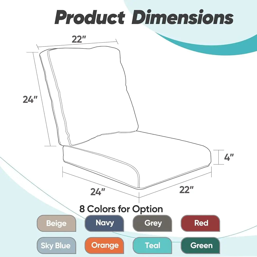 Patio Cushions For Outdoor Furniture - 22×24 Hes High Ba And Deep Seating Outdoor Cushion For Patio Chairs Sofa Couch Loveseat