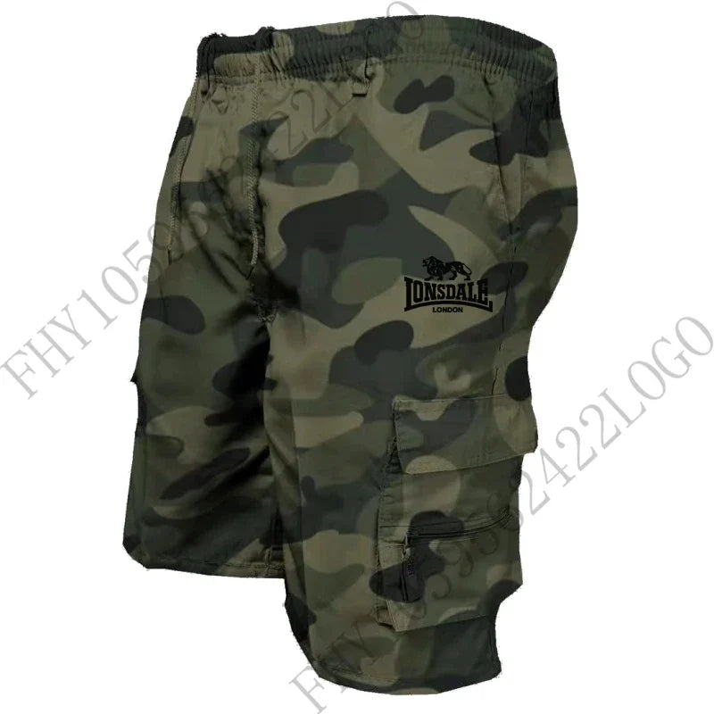 Summer new 2025 Fashion Military Pocket Shorts Jogging Camo casual sports shorts, men's hiking cargo shorts,