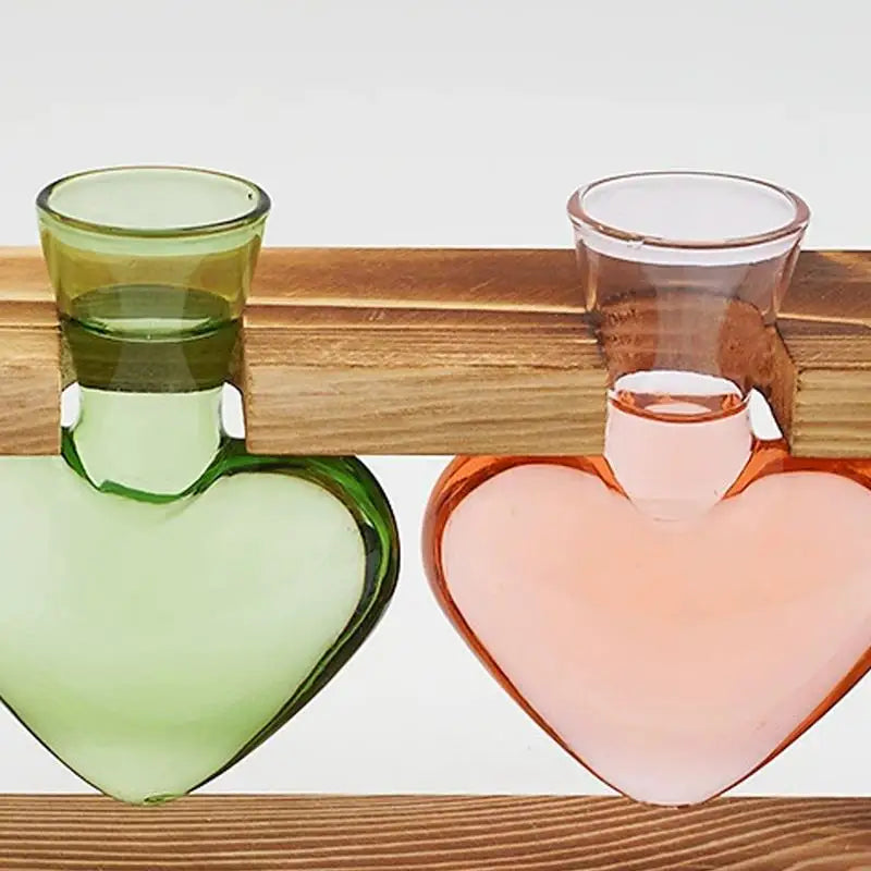 Glass Terrariums For Plants Plant Terrarium Heart Shape Glass Vase Flower Vase With Wooden Stand Tabletop Planter For