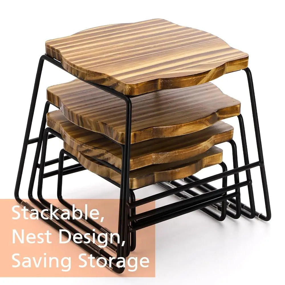 4 Piece Wood Buffet Risers, Dessert Table Risers Food Display Riser, Pizza Pan Riser, Cupcake Stand & Wood Display Risers,