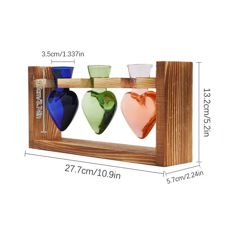 Glass Terrariums For Plants Plant Terrarium Heart Shape Glass Vase Flower Vase With Wooden Stand Tabletop Planter For