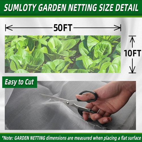 1 Pack 10×50ft Garden Netting, Ultra Fine Mesh Protective Net for Vegetables, Plants, Fruits, Flowers