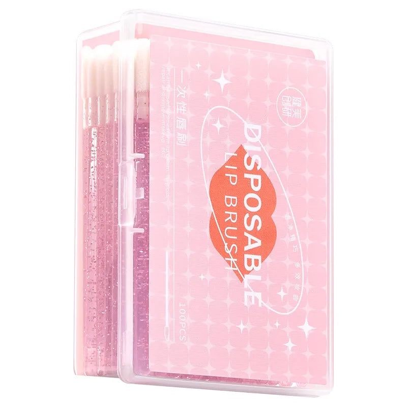 Silicone Lip Brush Stick Disposable 100 Pieces, Portable Independent Hygienic Smudging Multi-purpose Lipstick Slant Mouth Brush