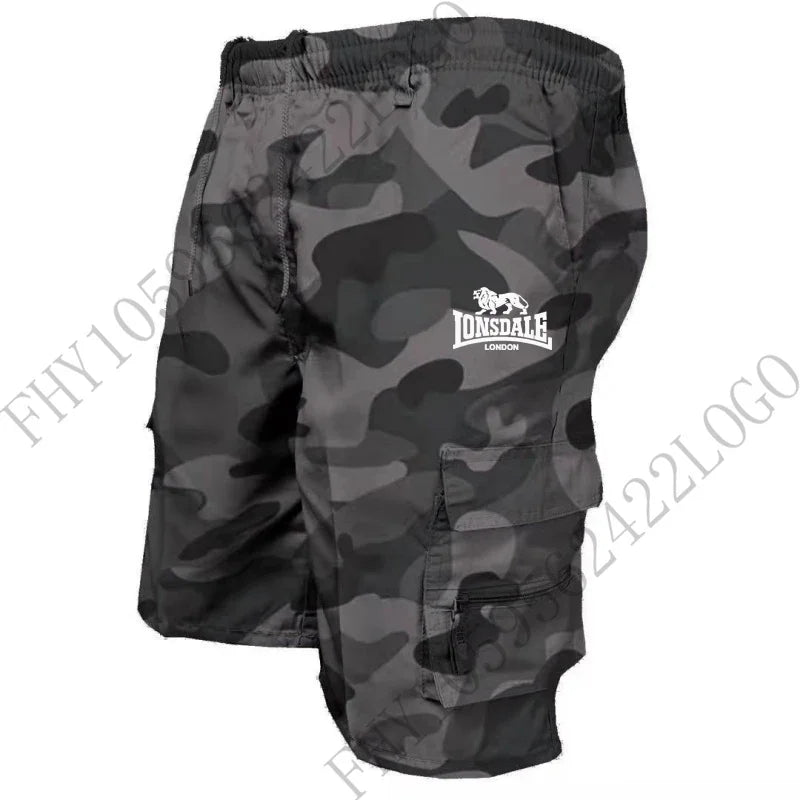Summer new 2025 Fashion Military Pocket Shorts Jogging Camo casual sports shorts, men's hiking cargo shorts,