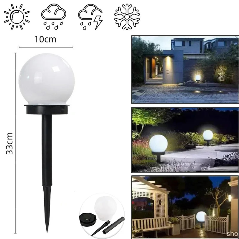 Solar LED Bulb Light Three-color Energy Saving Waterproof Simple Atmospheric Lighting Outdoor Garden Lawn Street Garden Lights