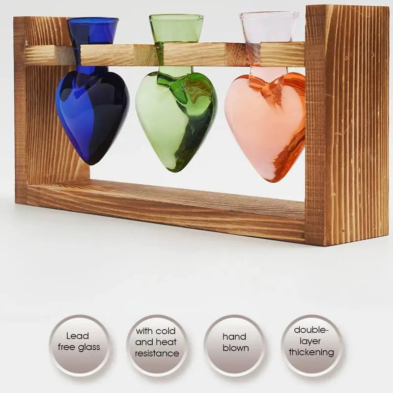 Glass Terrariums For Plants Plant Terrarium Heart Shape Glass Vase Flower Vase With Wooden Stand Tabletop Planter For