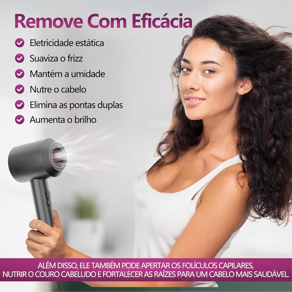 Secador de Cabelo 5 em 1- Secador Íon Negativo com Motor de Alta Velocidade 120.000 RPM