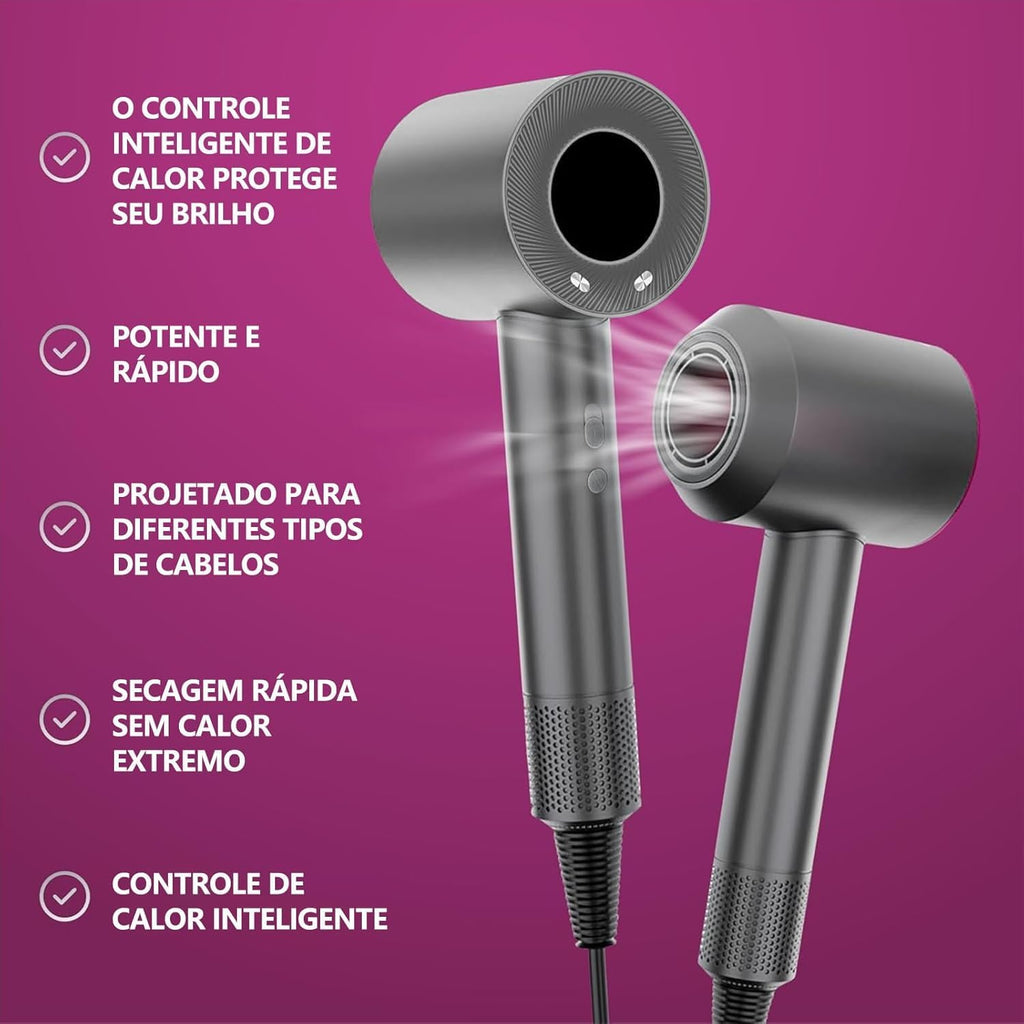 Secador de Cabelo 5 em 1- Secador Íon Negativo com Motor de Alta Velocidade 120.000 RPM