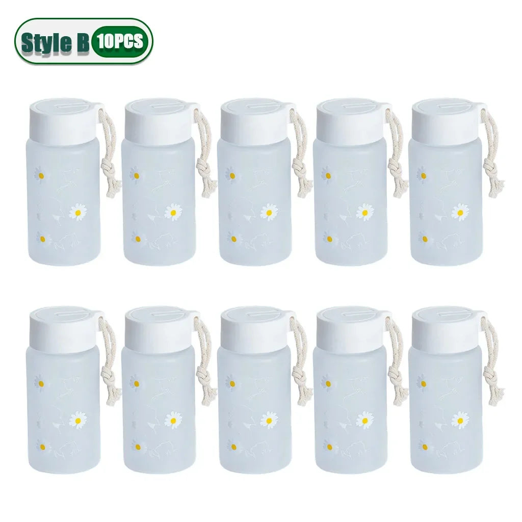 Small Daisy Frosted Plastic Mug Transparent Portable Travel Tea Cup BPA Free Cute Outdoor Girl Water Cup Children Water Bottle