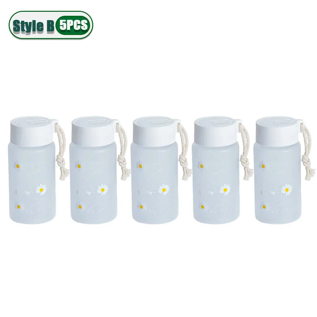 Small Daisy Frosted Plastic Mug Transparent Portable Travel Tea Cup BPA Free Cute Outdoor Girl Water Cup Children Water Bottle