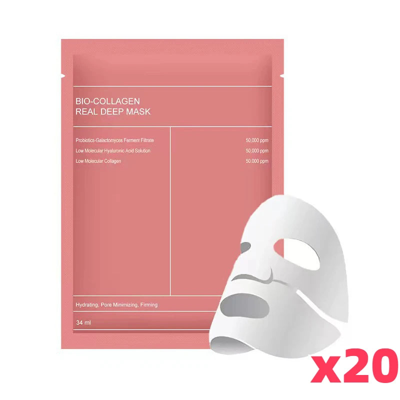 1/4/10PCs Bio Collagen Face Mask Shrink Pores Deep Hydrating Overnight Mask Moisturizing Refreshing Brightening Face Skin Care