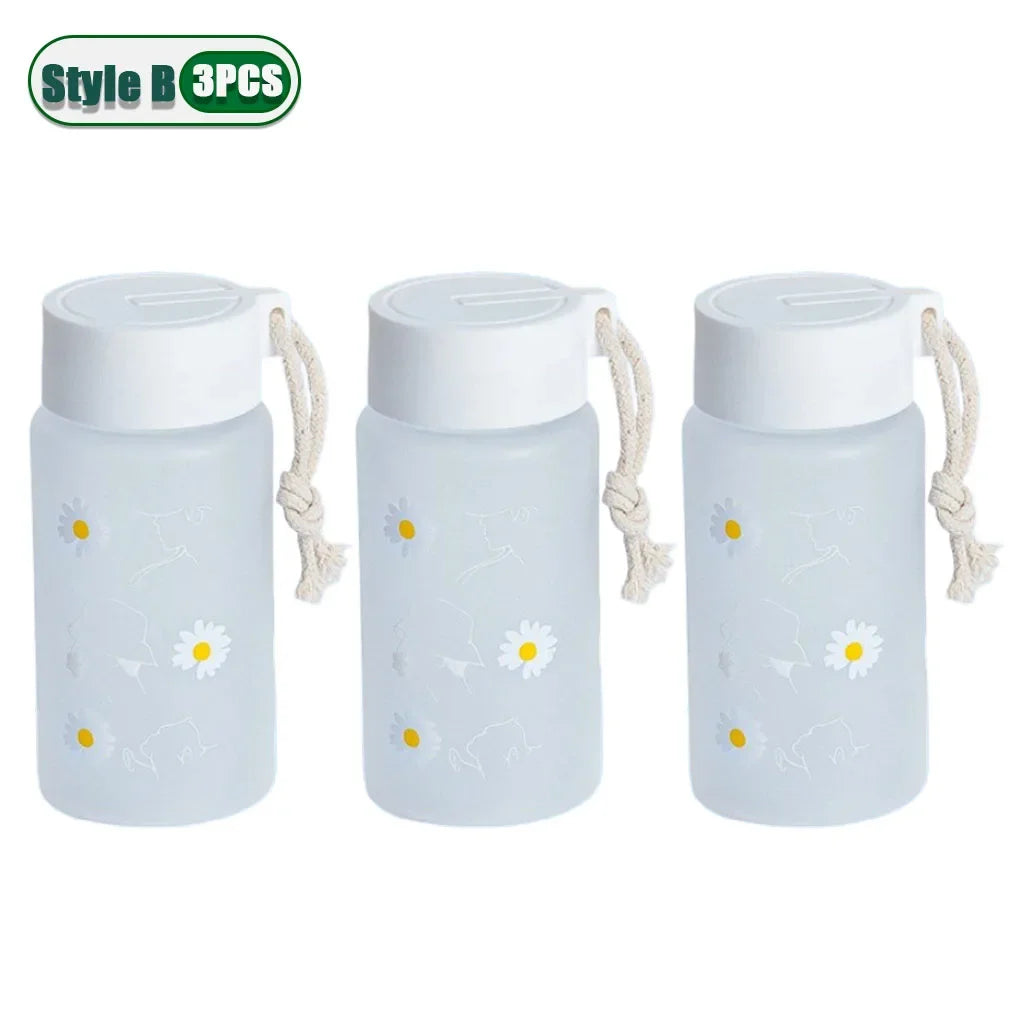 Small Daisy Frosted Plastic Mug Transparent Portable Travel Tea Cup BPA Free Cute Outdoor Girl Water Cup Children Water Bottle