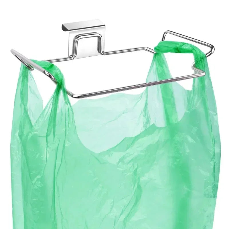 Suporte para lixo de cozinha, sacos para porta de armário, suporte de armazenamento de lixo de aço inoxidável