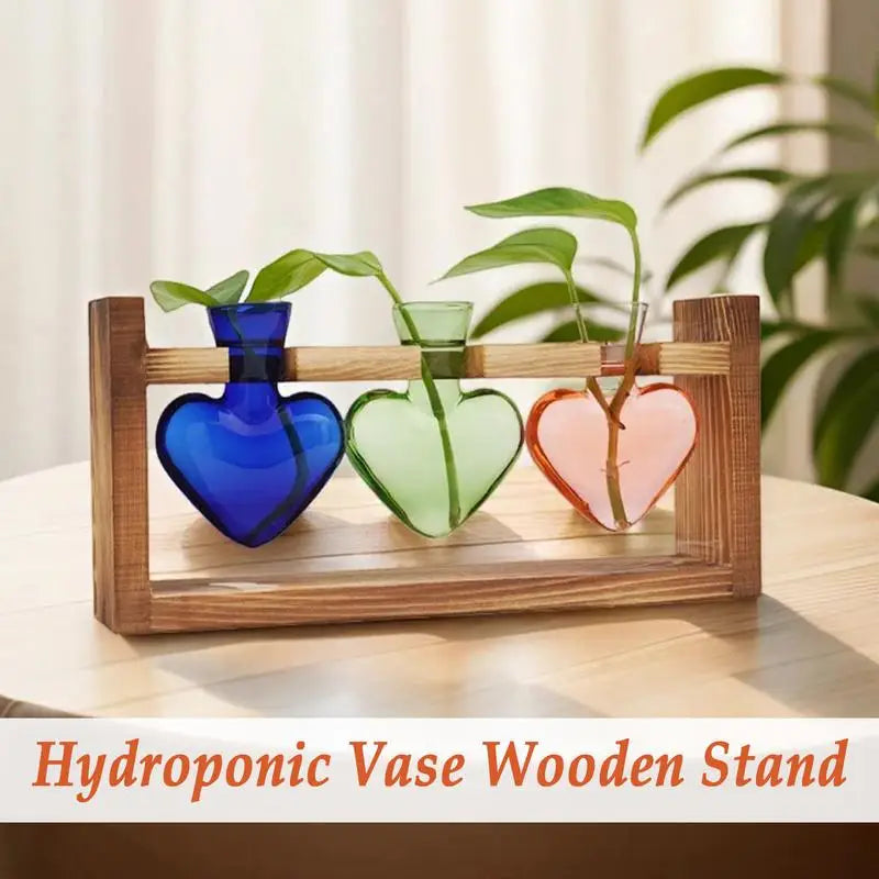 Glass Terrariums For Plants Plant Terrarium Heart Shape Glass Vase Flower Vase With Wooden Stand Tabletop Planter For